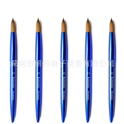 Pure blue Metal rod Round Sable Crystal Pen Acrylic acid Nail Brush Manufactor goods in stock wholesale Nail brush