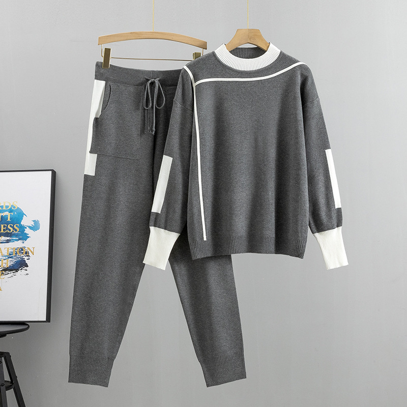 Amazon Cross-Border Korean Style Plus-Size Fashion Elegant Suit for Women, Autumn and Winter 2026 New Casual Knit Two-Piece Set Amazon Cross-Border Korean Style Plus-Size Fashion Elegant Suit for Women, Autumn and Winter 2026 New Casual Knit Two-Piece Set