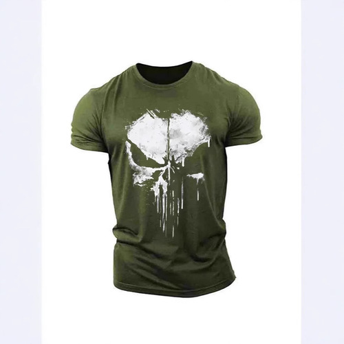 Cross-border new European and American-style casual fashion printed men's T-shirt, round neck, breathable, short sleeves.