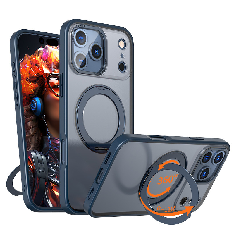 iPhone17promax用スマホケース、スタンド付き、マグネット式、360度回転、16pro用、マットな肌触り、耐衝撃、15対応|undefined
