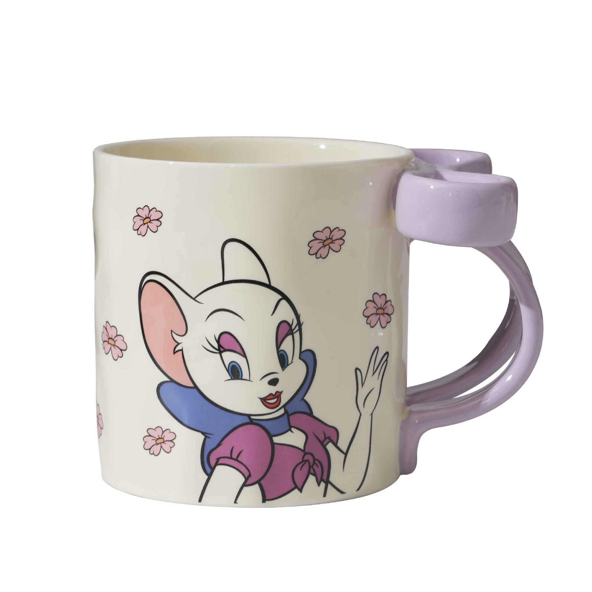 Gato y ratón tazas de marca de dibujos animados encantadores copas de agua tazas de cerámica domésticas tazas de café de oficina de alto valor facial