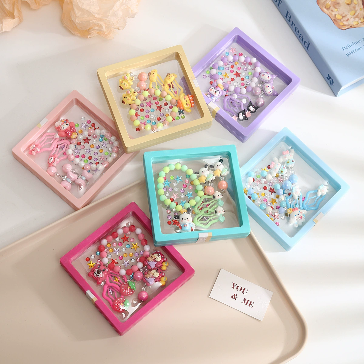 Детский набор браслетов Kuromi на День защиты детей, аксессуары для девочек, ювелирные изделия для девочек, милый подарок для малышей, набор из бисера, коробка