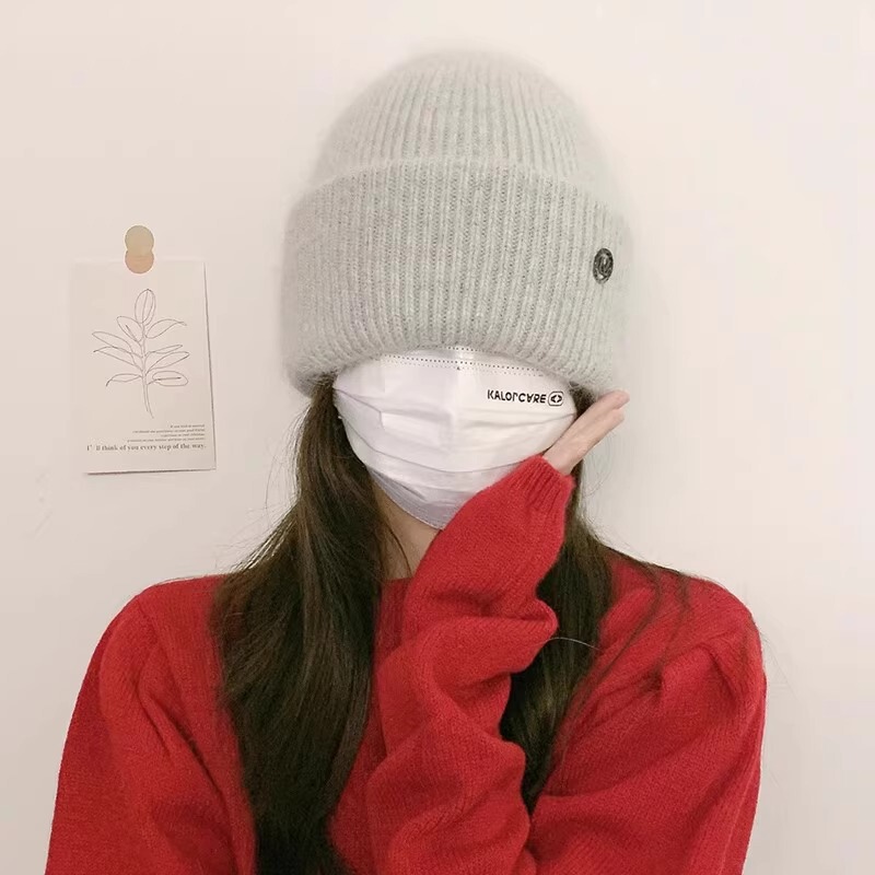 秋冬季毛线帽子女新款加绒加厚防寒百搭冷帽堆堆帽保暖护耳针织帽|undefined