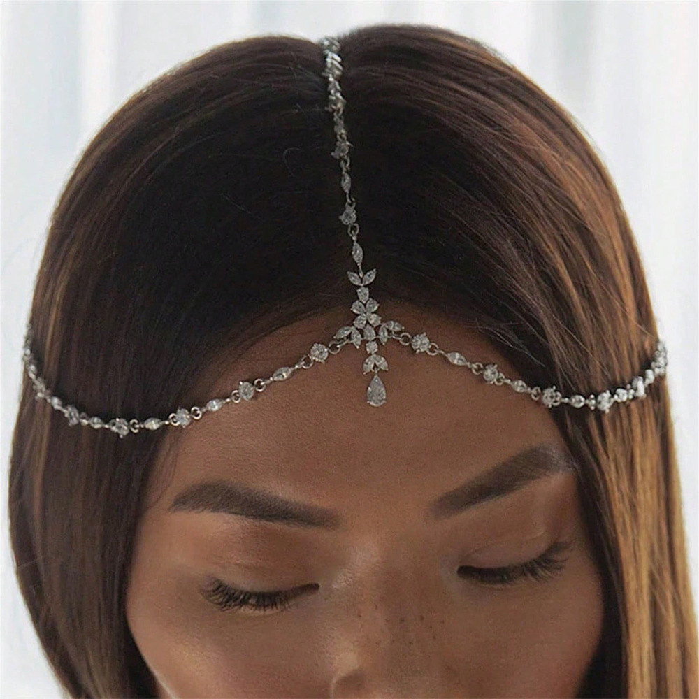 Amazon Fashion Hot-Selling Leaf Pendant Head Chain Hair Accessories Banquet Party Elegant Ladies Super Flash Jewelry Accessories