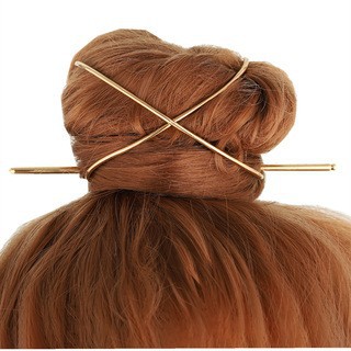 Comercio exterior nuevo irregular curva horquilla de metal europeo y americano bola cabeza Cruz metal accesorios para el cabello fábrica al por mayor