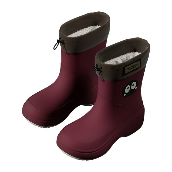 Rain boots women's 2024 new mid-tube waterproof non-slip water shoes fleece-lined fashion outer wear rain boots soft bottom rubber shoes