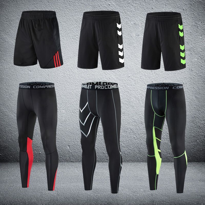 Basketball Uniform Suit Men's Summer Sweat-Absorbent, Quick-Drying and Breathable 7-Point 9-Point Bottoming Pants Tights Compression Pants Running Fitness