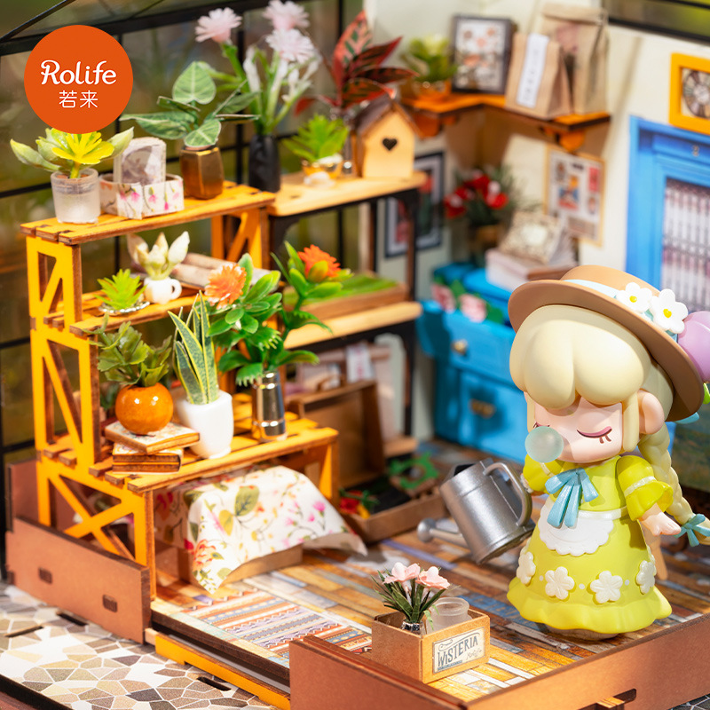 Ruo Wei Ruo Lai Kaixi Flower House Diy House Rompecabezas de la casa modelo de bricolaje Casa en miniatura Escena ensamblada Regalo de juguete