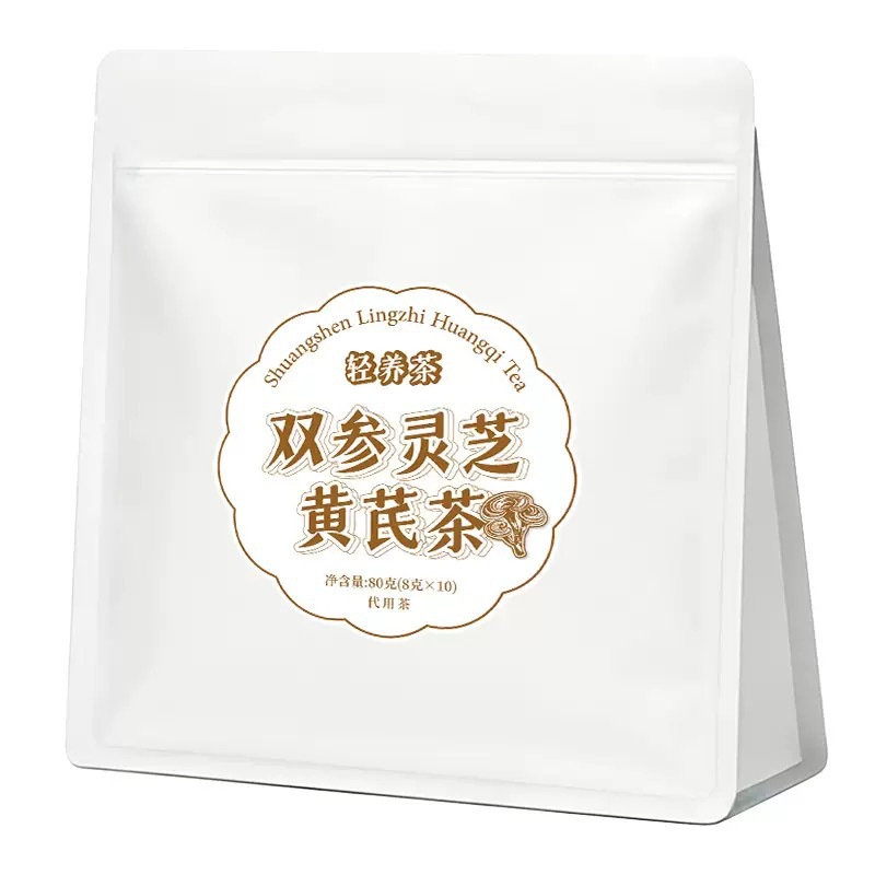 Shuang Shen Ling Zhi Huang Qi Tea Triangle Tea Bags Astragalus Reishi Codonopsis Blend 80g Hot Brew in use