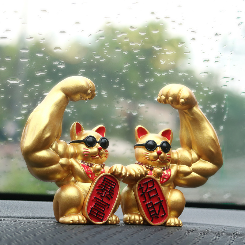 Creativo Kylin brazo fortuna gato decoración del coche decoración de la consola central decoración de interiores del coche