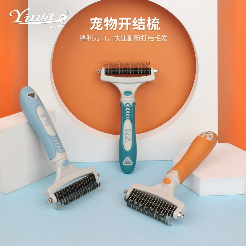 Расческа для животных, распутывающая шерсть, удаляет подшерсток у собак и кошек, удаляет омертвевшую и выпавшую шерсть, чистящая расческа.