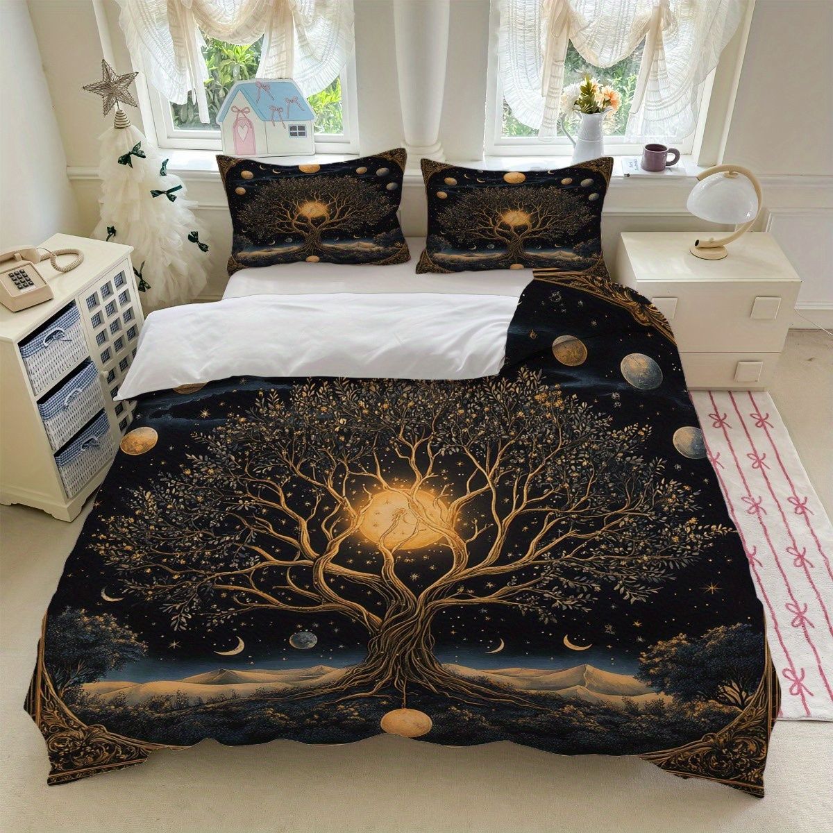 TEMU / JIT Fantasía Celtic Nudo Life Tree Moist Print Digital Kit de colcha de tela para el hogar