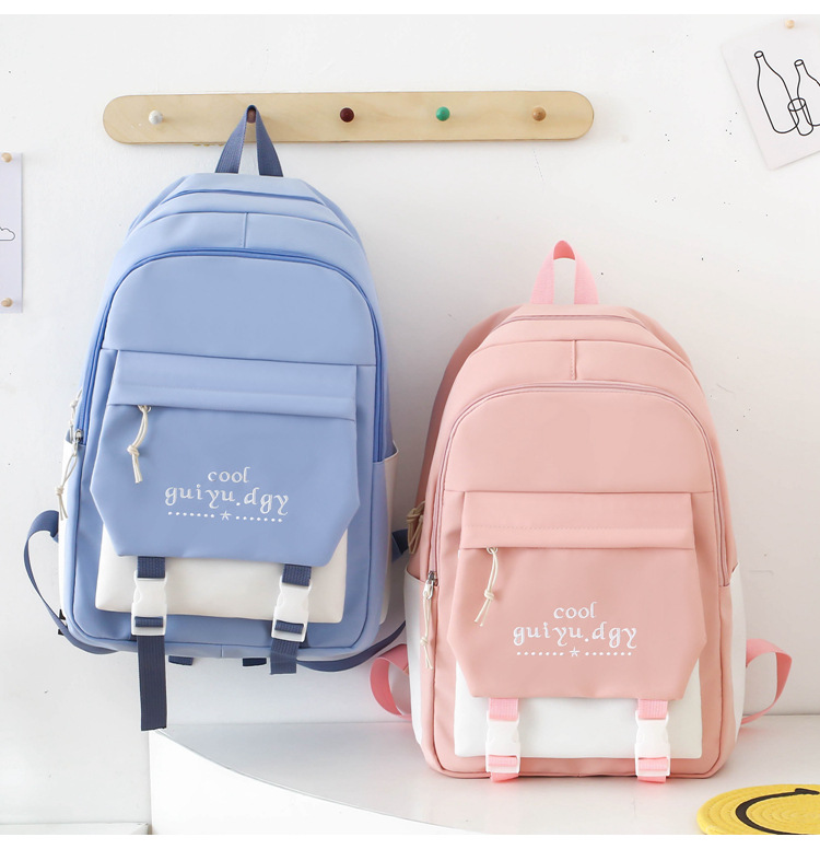 Zaini per bambini Zaino per studenti in quattro pezzi Zaino da viaggio per il tempo libero di grande capacità alla moda di nuovo stile Zaino semplice in tinta unita_voghion.com