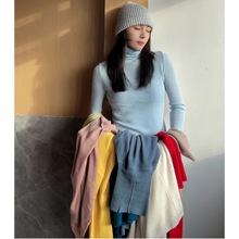 2025新款软糯羊毛衫女薄款堆堆高领毛衣秋天微透修身针织打底绒衫