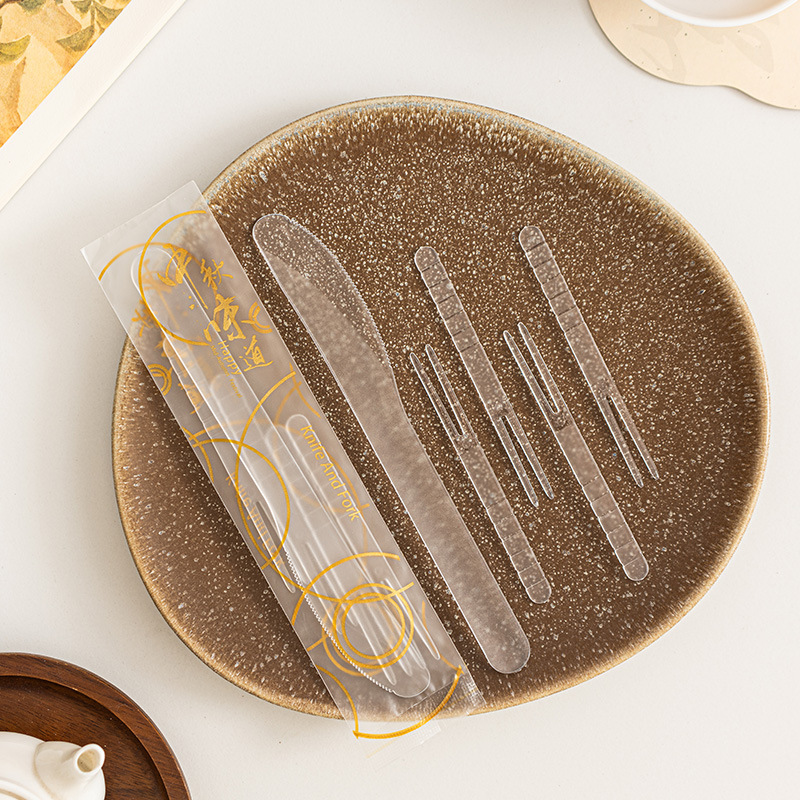 Disposable Plastic Mooncake Knife and Fork Set Mid-Autumn Festival High-End Mooncake One Knife and Four Forks Cake Individually Packaged Fork
