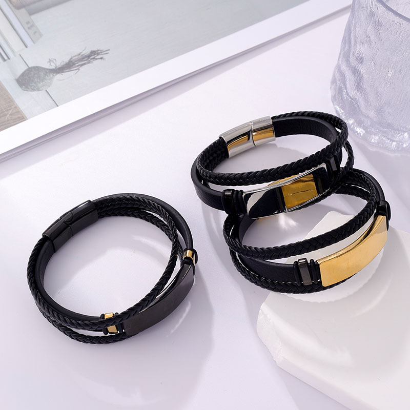 Men's Braided Leather Bracelet Waterproof And Hypoallergenic_voghion.com