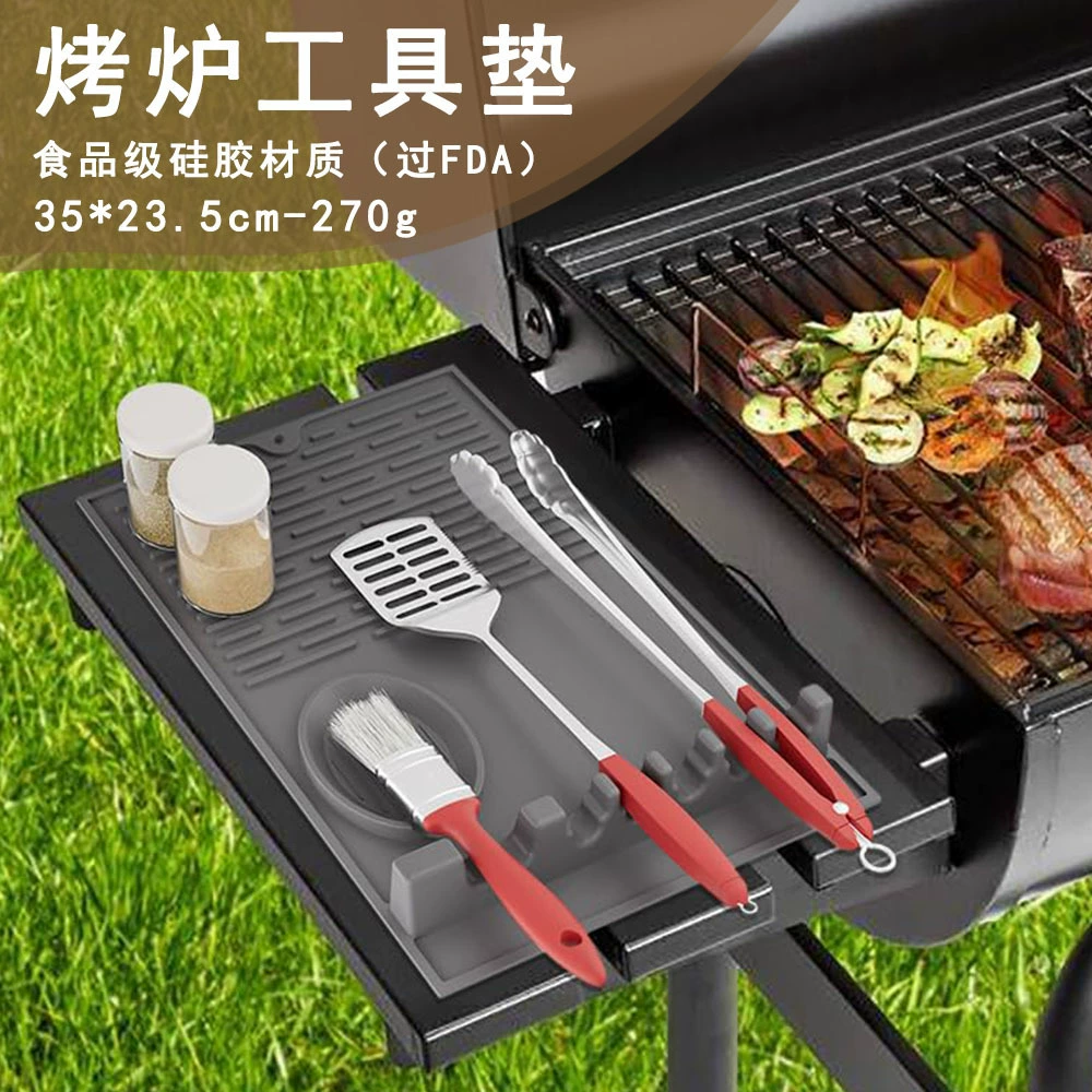 Термостойкий силиконовый коврик для духовки, легко моется, защита от пыли для барбекю, подставка для плиты из черного камня, готов к оптовой продаже.