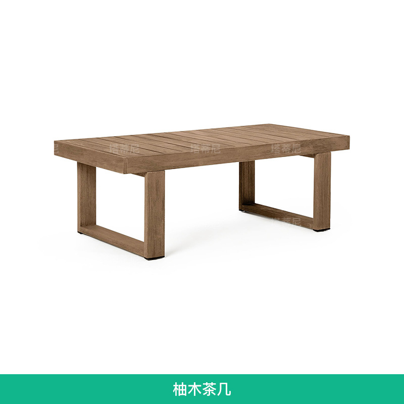 Conjunto de muebles de teca para exteriores, resistentes al agua y a los rayos UV, para sofá de jardín, patio, terraza, balcón, villa, con mesa de centro.