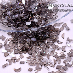 New Aurora Translucent Black Acrylic Nail Art with Asymmetric Gems, Asymmetric Gem Acrylic Nail Decor, DIY Nail Art Gems