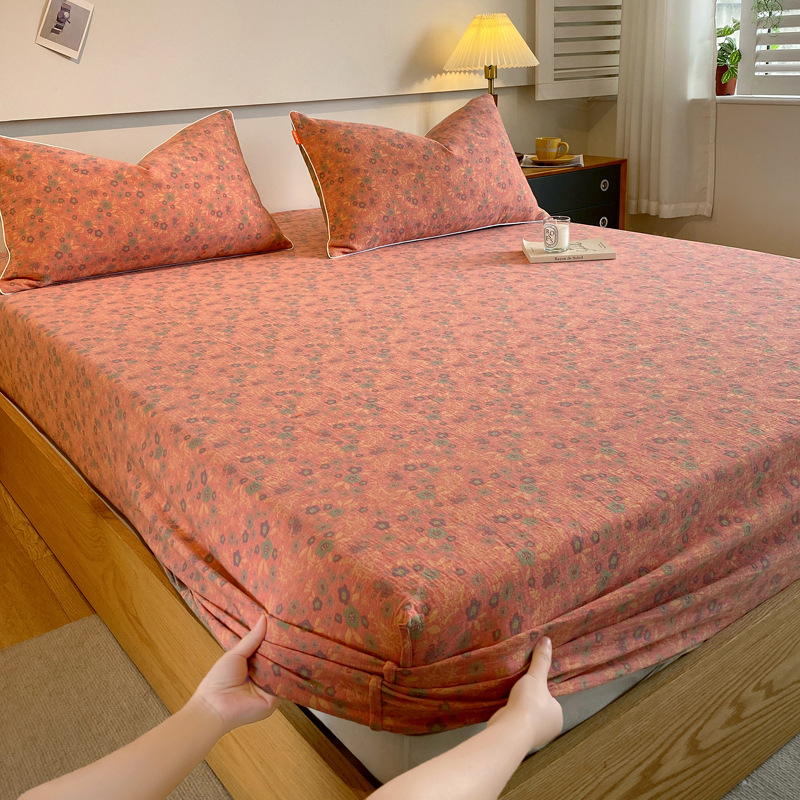 Double-layer yarn cotton bed hat single-piece cotton bed cover summer mattress protector all-inclusive anti-slip Simmons protective cover