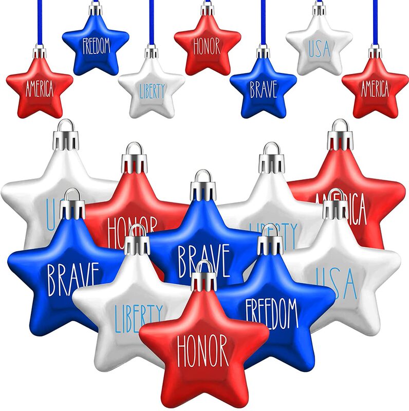 American Independence Day 5CM patriotic five-star Christmas five-pointed star Labor Day party Christmas tree decoration small pendant