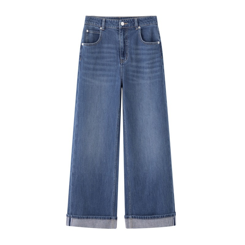 Spring 2025 New Blue Curl Retro Jeans Straight Leg Wide Leg Pants Women 5G2150531