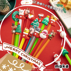 聖誕卡通中性筆可愛筆頭聖誕活動小學生學習用品黑筆學生獎品批發