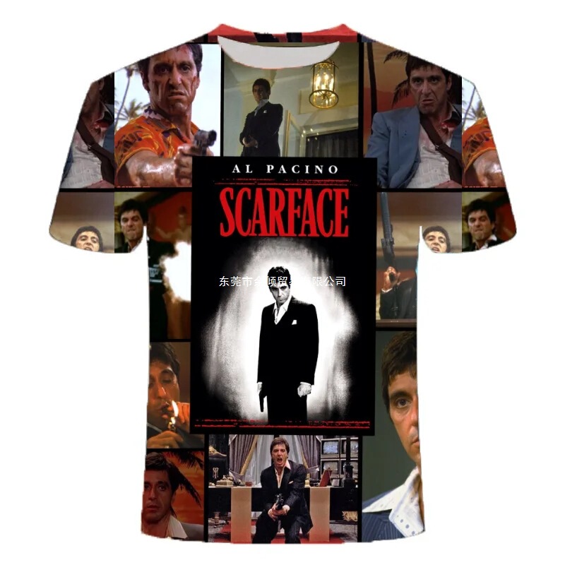 New Fashion Movie Scarface 3D Printed T-Shirt Summer Men's and Women's Casual Harajuku Style Oversized Streetwear T-Shirt New Fashion Movie Scarface 3D Printed T-Shirt Summer Men's and Women's Casual Harajuku Style Oversized Streetwear T-Shirt