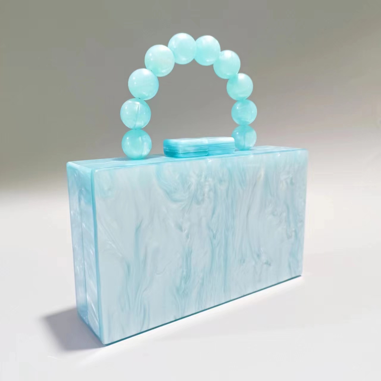 Square Shape Arylic Color Block Evening Bags