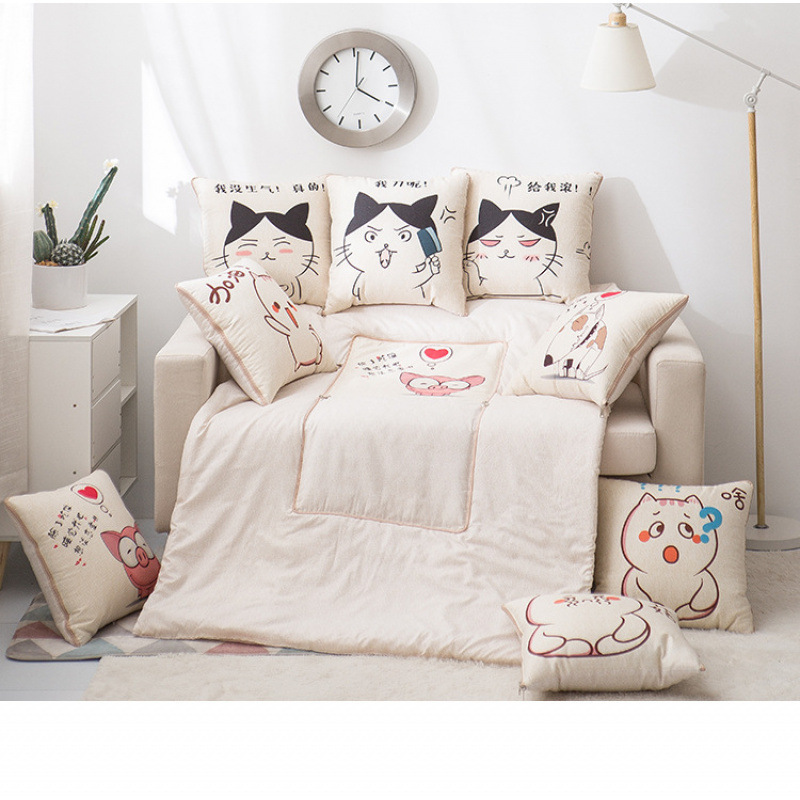 Multifunctional Two-In-One Pillow Quilt Dual-Purpose Pillow Wholesale Printed Logo Car Cushion Cushion Air-Conditioning Quilt Gift