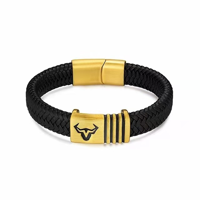 Vietnam gold leather rope couple bracele...