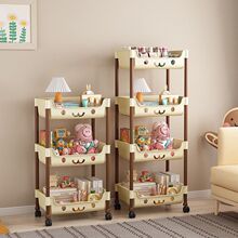 小推车置物架马卡龙收纳架耐用家用室内落地多层客厅滑轮收纳架
