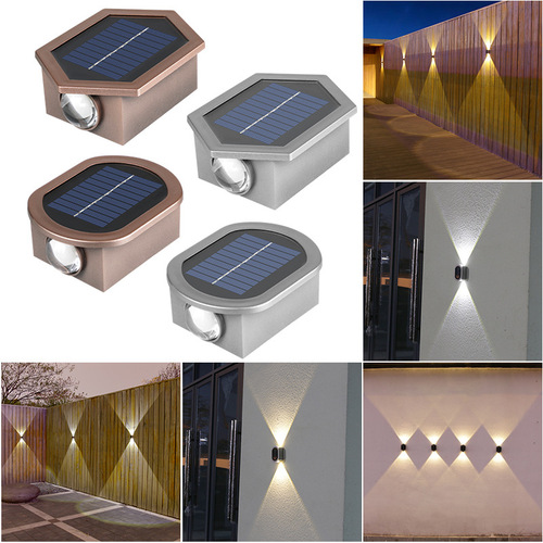 Solar Wall Light Waterproof Courtyard Villa Exterior Night Special Purpose Fence Up and Down Projector Gate Outdoor Wall Washing Light