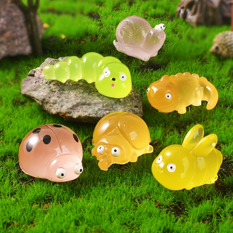 Новые микро-ландшафтные украшения садоводства светящиеся маленькие украшения милые животные божьи коровки гусеницы улитки фитинги смолы