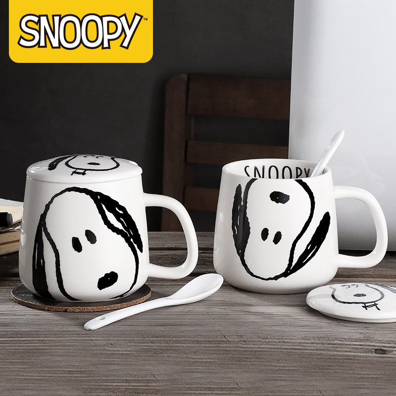 Ceramic mug men and women cute cup creative trend with cover spoon…