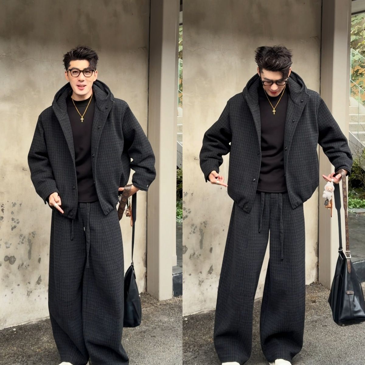 Otoño y invierno nuevos productos de tendencia masculinos retro sueltos pantalones de abrigo de temperamento universal nicho de alto nivel con un conjunto casual