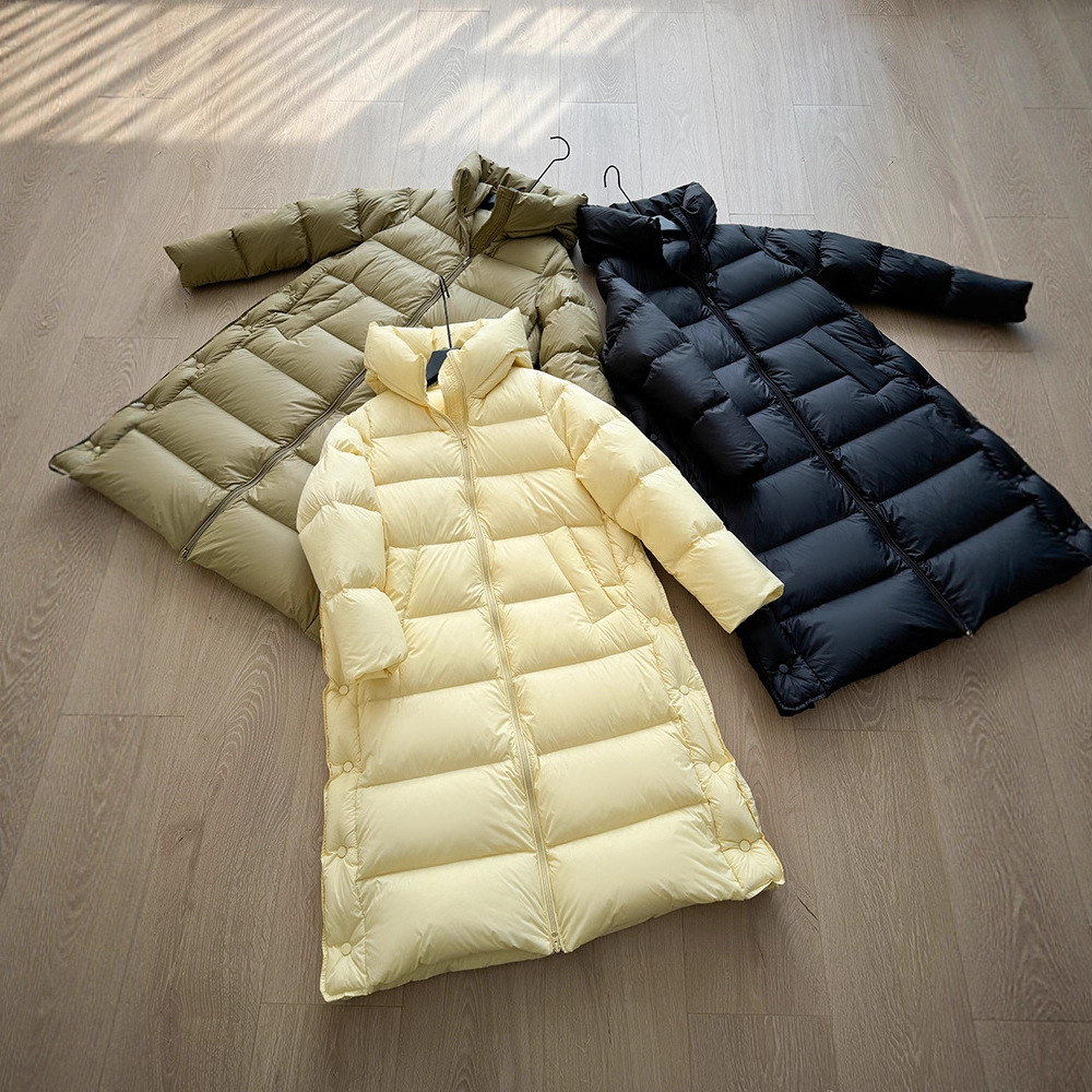 Jiangnan Same Style 2025 Pinghu New Ultra-Light Long 90 White down Jacket Women's Over-The-Knee Winter Loose Jacket Women