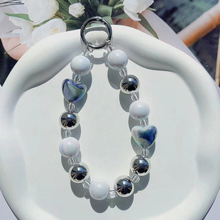 New tremolo 16mm retro plating CCB mobile phone chain accessories rendering AB color love beaded Cup chain