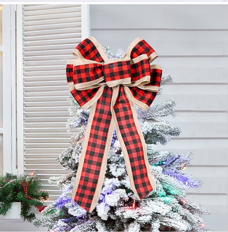 Wholesale  Lattice Three-color Ribbon Bow Christmas Decoration Nihaojewelry display picture 7