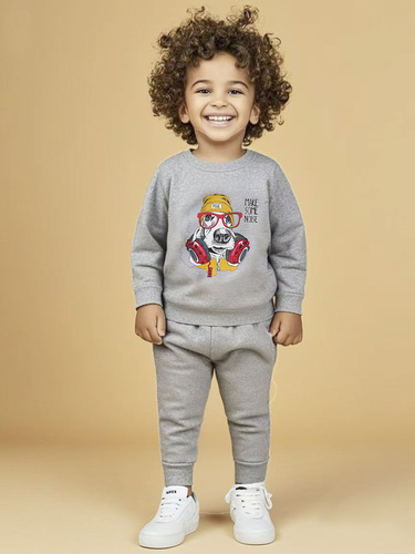 Children's Spring and Autumn Sweat Suit Letter Print Crew Neck Sweatshirt Boys Autumn Outfit Sports Clothing