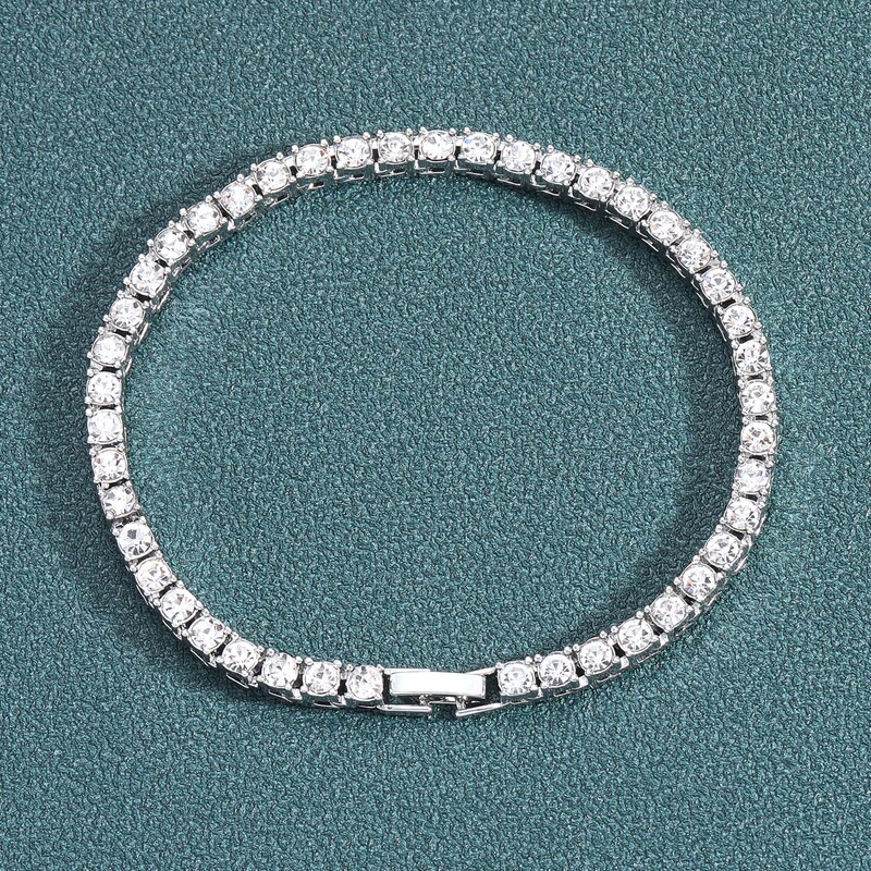 European and American Bracelets Hip-Hop 3Mm4Mm5Mm6Mm Alloy Rhinestone Row Tennis Chain Cross-Border Personalized Hip-Hop Bracelet European and American Bracelets Hip-Hop 3Mm4Mm5Mm6Mm Alloy Rhinestone Row Tennis Chain Cross-Border Personalized Hip-Hop Bracelet