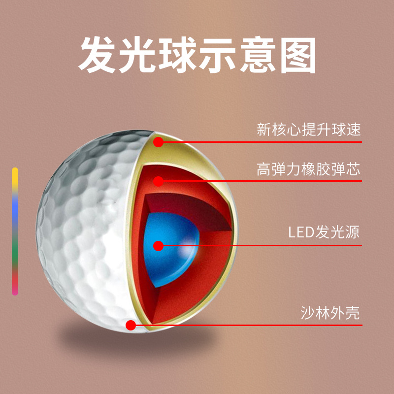 TTYGJ Golf LED Super brillante bola luminosa multi-color LED superficie de la bola de práctica 6-color Curso de iluminación