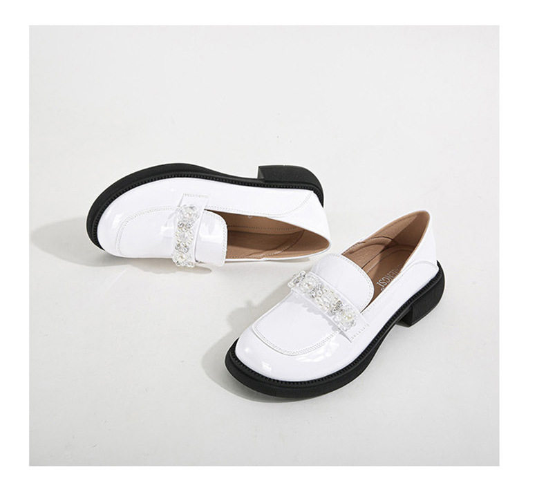 Giày Mary Jane nữ mũi tròn gót vuông gót 3–6 cm, giày lười da bóng cỡ lớn — Màu đen chi tiết 27