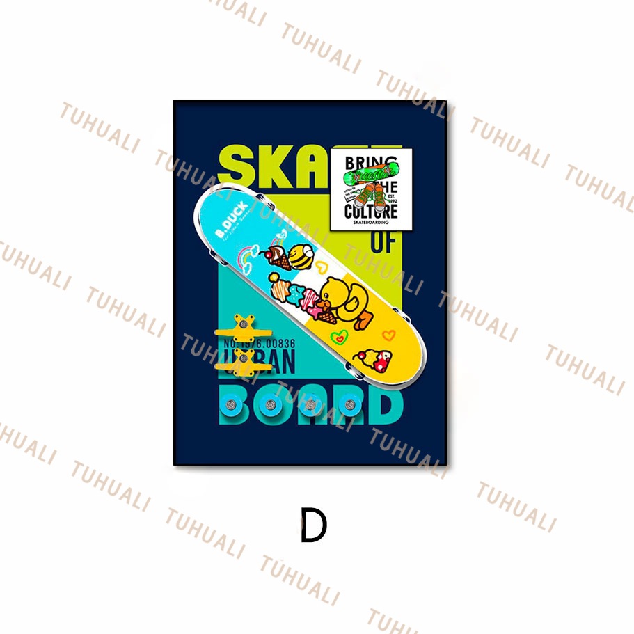 Pinturas decorativas de patineta Pinturas físicas tridimensionales Pinturas colgantes de juegos de moda Sala de estar Pasos de entrada Mural Habitación infantil simple Pintura de cabecera