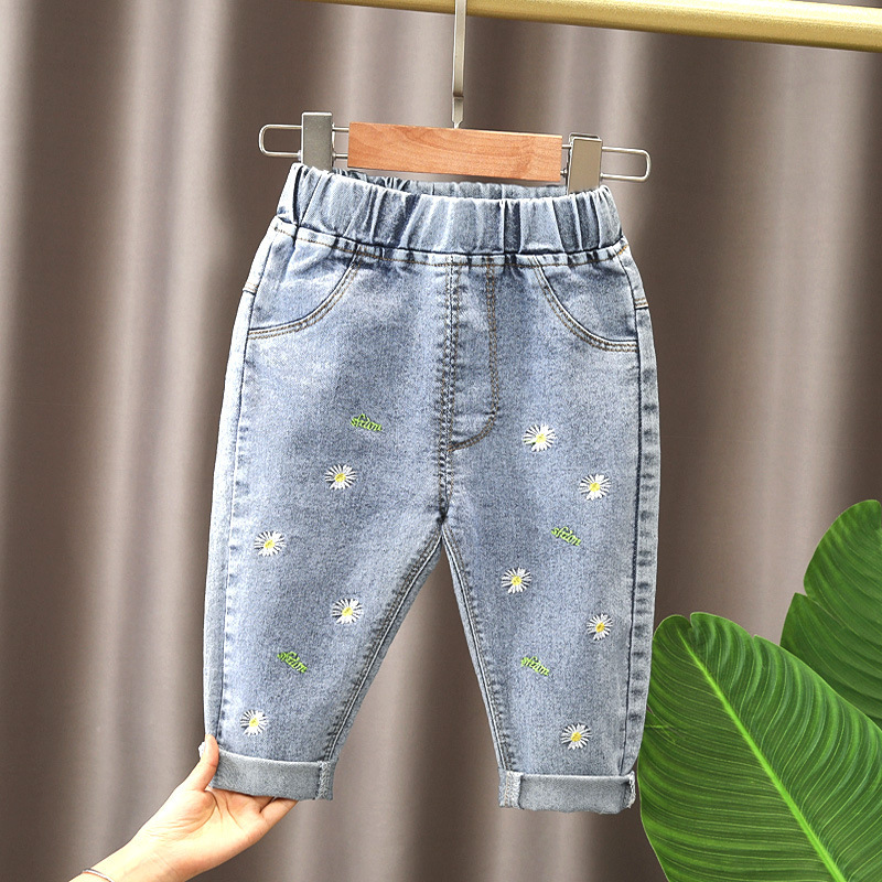 Girls' Straight-Leg Jeans 2026 Spring and Autumn New Korean Style Trendy Casual Loose Pants for Toddlers to Wear Outside