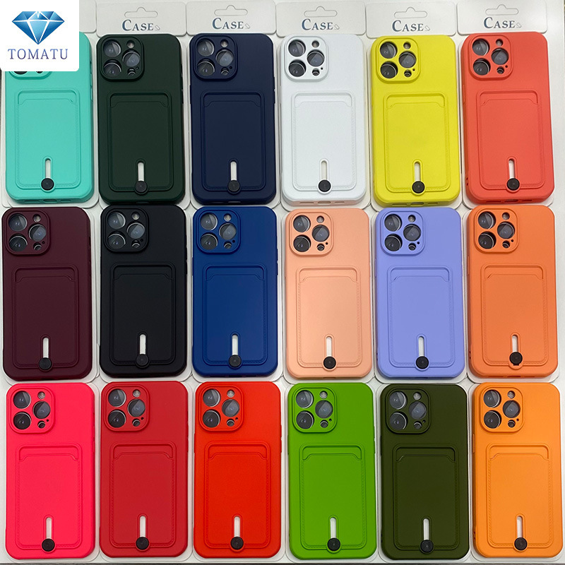 Casual Pure Color Suitable for Iphone16 Pro Max Card Holder Mobile Phone Case Daily Commuting Convenient Mobile Phone Case