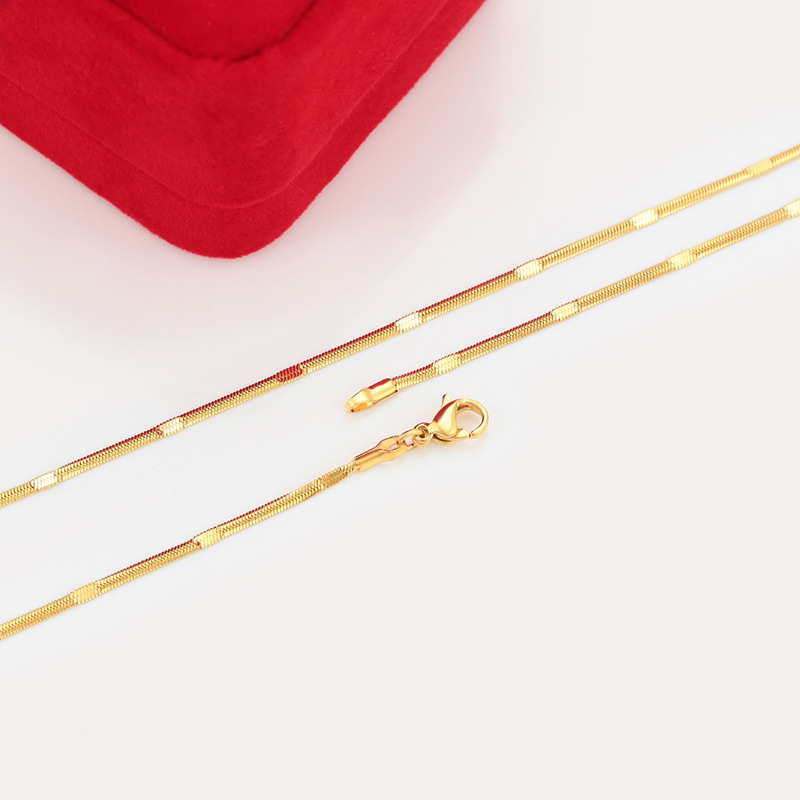 Xuping estilo simple temperamento de acero inoxidable 24k collar de color diario fácil de usar lujo ligero cadenas de calidad cadena clavícula para mujeres image 7
