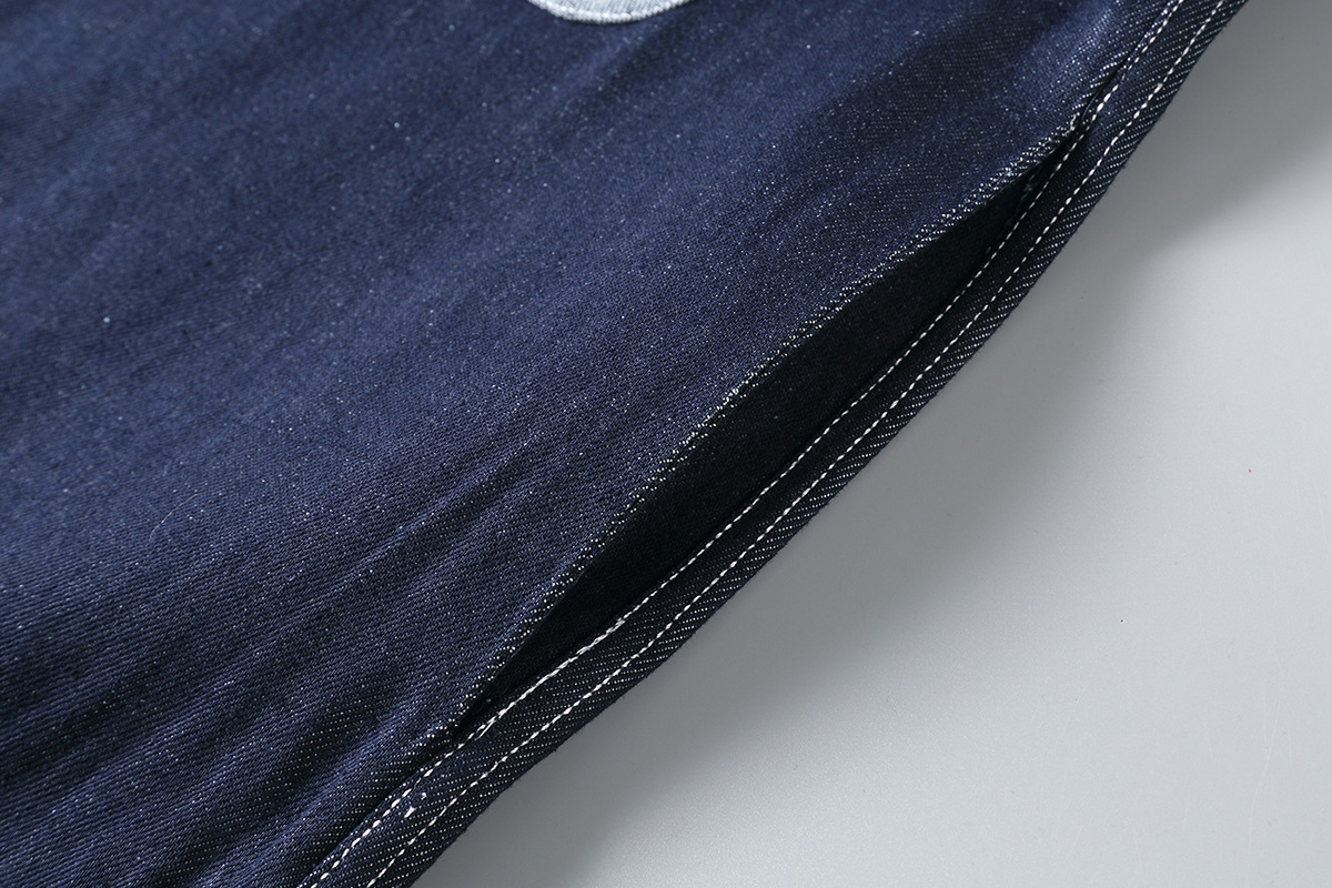 Vintage Wide-fit Patchwork Denim Shirt For Men Double Sleeve Ribbon_voghion.com