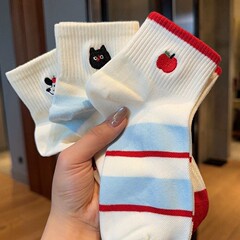 白色可爱袜子女士短袜网眼夏季薄款纯棉无骨日系ins潮运动短筒袜