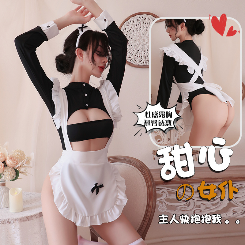 Long night sexy lingerie sexy maid cos cute maid dress cosplay clothing female 1706